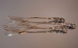 3 Bakelsegafflar. "Rosen", silver, 40,5gram