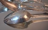5 Matskedar. B. Erlandsson, silver, 340gram.