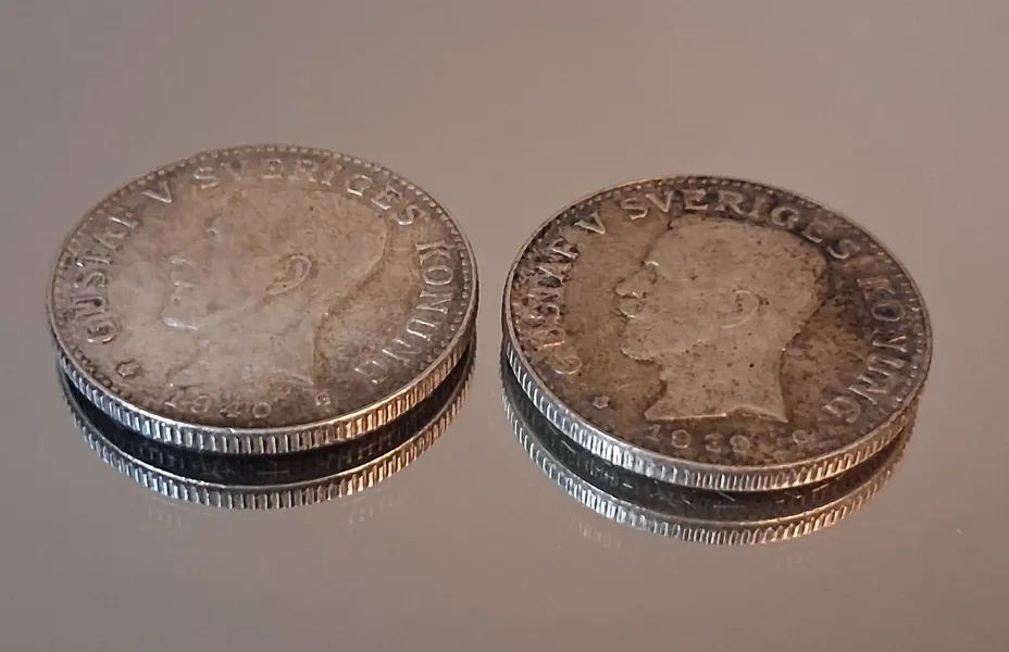 2 Stycken 2 kronor. silver, 1939 & 1940.