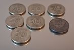 7 Stycken 50 öringar, silver, 1919, 1950, 1953, 1954 & 1956.