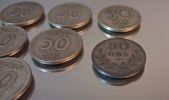 7 Stycken 50 öringar, silver, 1919, 1950, 1953, 1954 & 1956.