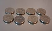 8 Stycken 25 öringar. silver, 1943,1947, 1956, 1957, 1960 & 1961.