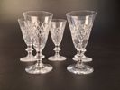 VICKE LINDSTRAND. 5 Snapsglas. "Diamant", Kosta.