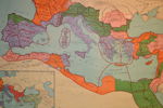 Äldre skolplansch. Romarrikets expansion & provinser, 1900-talet.