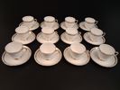 12 Moccakoppar med fat. New Chelsea Fine Bone China, made in England.