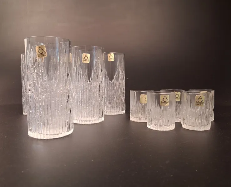 6 Grogglas & 5 snappsglas. Oberglas Austria.