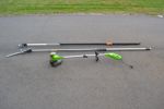 2 Grensaxar & grästrimmer, Fiskars & Greenworks Tools.