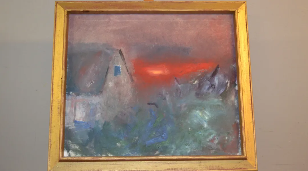 KAI NIELSEN. Olja på duk, "Solnedgång", signerad.