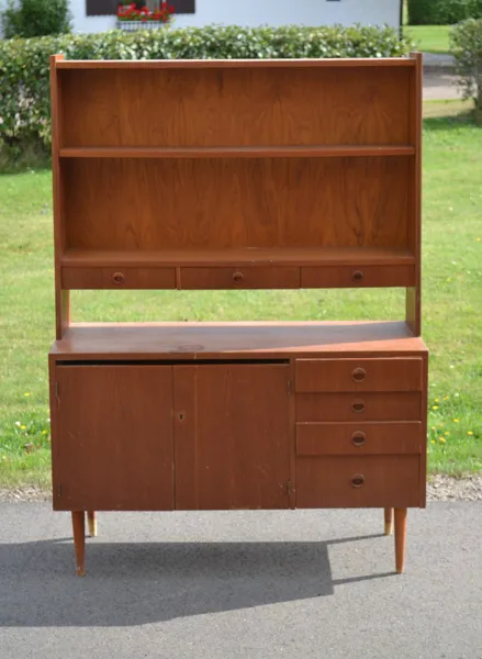 Bokhylla. Teak, 1950/60-talet, 2 delat, renoveringsobjekt.