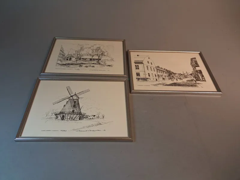 LENNART CEDERSTRÖM. 3 Litografier. Landskrona.