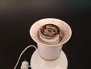 Bordslampa, glas. Renoveringsbehov. Räfflad dekor.