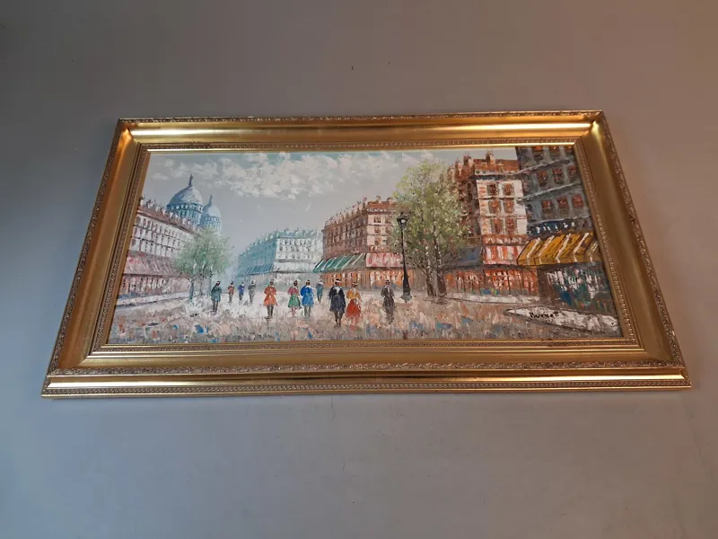 CAROLINE BURNETT. Olja på duk, "Motiv från Paris", signerad Burnett.