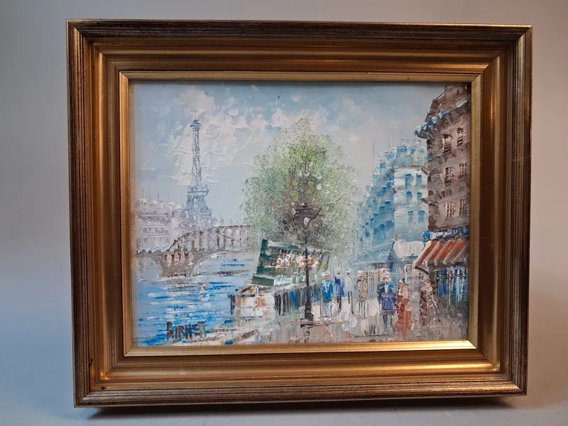 CAROLINE BURNETT. Olja på duk, "Motiv från Paris", signerad Burnett.