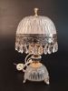 Bordslampa, glas, metal, prismor. 1900-tal.