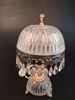 Bordslampa, glas, metal, prismor. 1900-tal.