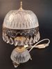 Bordslampa, glas, metal, prismor. 1900-tal.