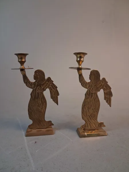 2 Ljusstakar, Ängel, mässing.