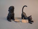 2 Figuriner i gjutgods. Hund & Katt. Xavier.