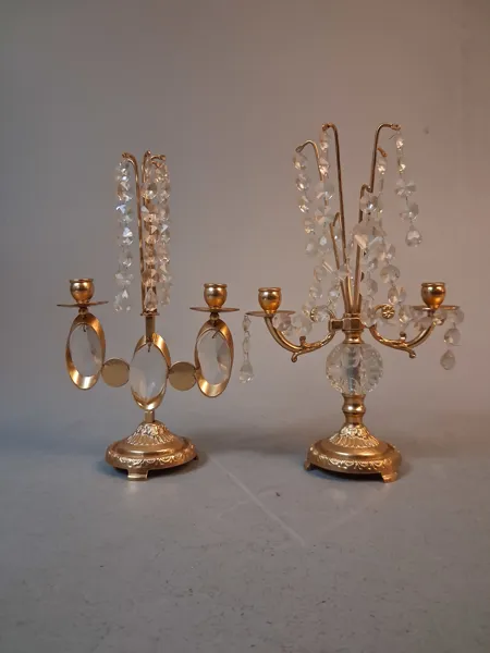 2 Bordslyster. Malm & glas.