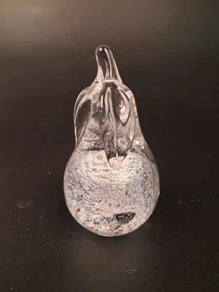 FM MARCOLIN, Päron, glas, Ronneby, etikettmärkt. Silver nyans.