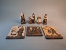 4 Figuriner & 3 tavlor. Gips, Made in Danmark.