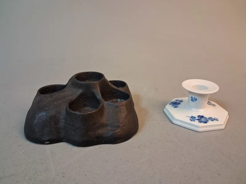 Ljusstake, "Stumpastake", skeppshult & ljusstake, "Blå Blomster", Royal Copenhagen.