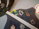Diverse. Bl.a Pins, märken.