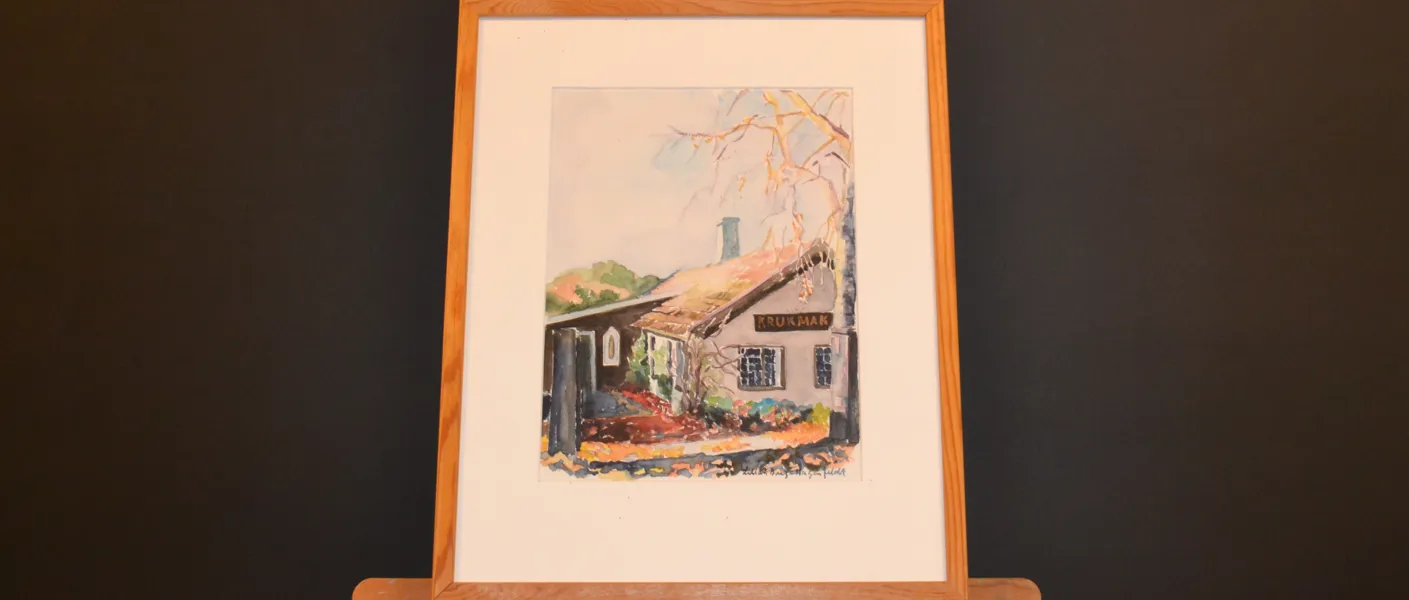 LILLAN BERG-HAGENFELDT. Akvarell, "Krukmakare-villan Laholm", signerad.