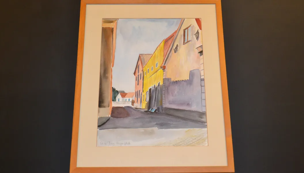 LILLAN BERG-HAGENFELDT. Akvarell, "Torg gränden i skugga", signerad.