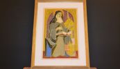 ERIK OLSON. Färglitografi, "Sankt Birgitta av Vadstena", signerad & daterad 1952.