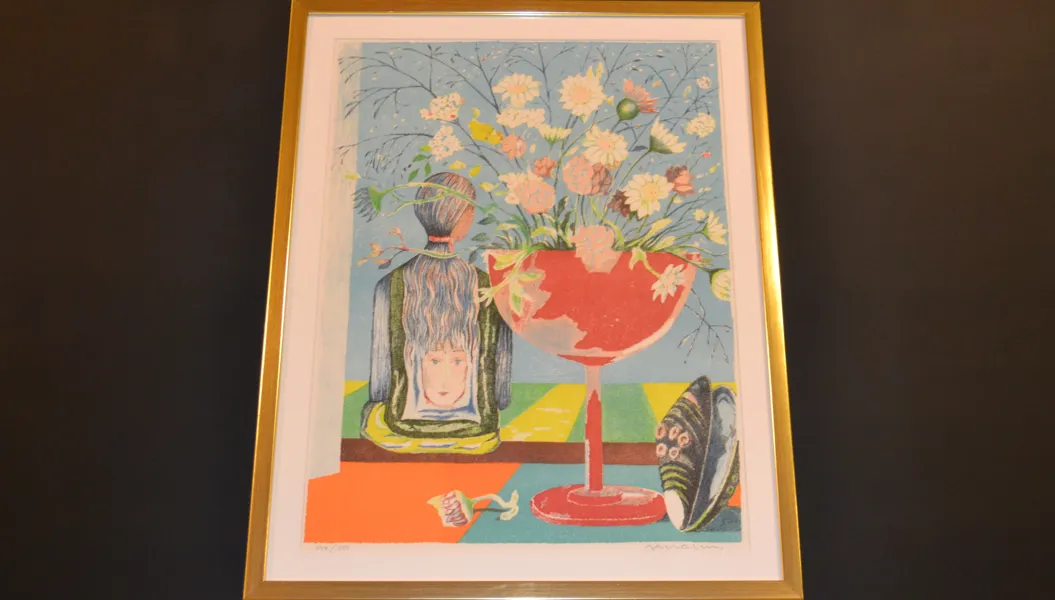 AXEL OLSON. Färglitografi, "Sommarbuketten", signerad & numrerad 298/350.
