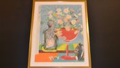 AXEL OLSON. Färglitografi, "Sommarbuketten", signerad & numrerad 298/350.