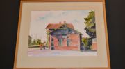 LILLAN BERG-HAGENFELDT. Akvarell, "Gamla järnvägsstationen, Laholm", signerad