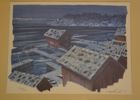ROLAND SVENSSON. Färglitografi, "Vinterskymning i Sandhamn", signerad & numrerad 225/360.