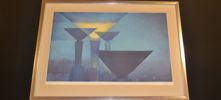 SVEN JONSON. Färglitografi/provtryck, "Vattentornet i Söndrum", signerad.