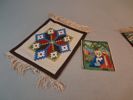 Diverse broderat, Bl.a flamskvävnad m.m.