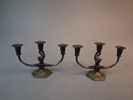2 Kandelabrar, 3-Armade, brons, 1900-talet. Art Deco.