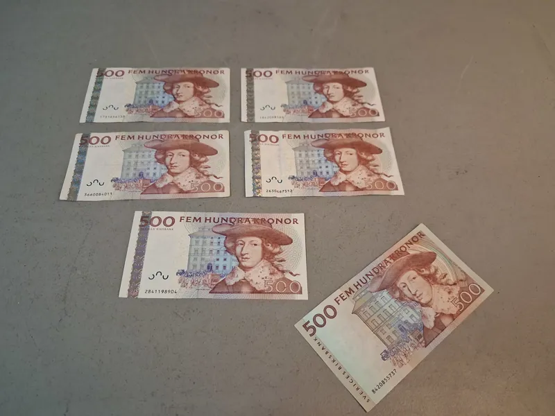 SEDLAR, 6st, 500-kronorssedlar.