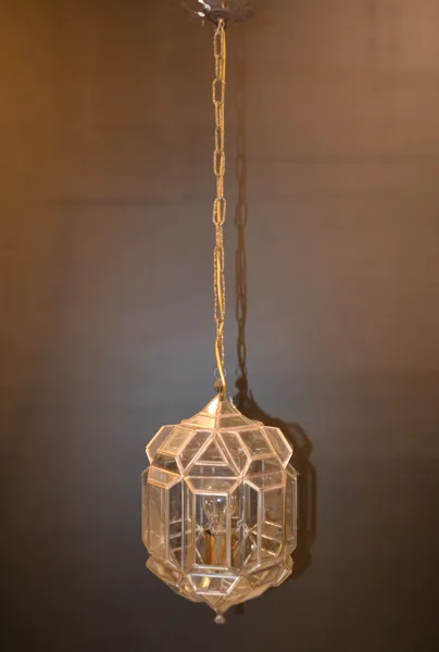 Taklampa. Glas & metall, 1900-talet.