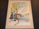 LILLAN BERG-HAGENFELDT. Akvarell, "På väg mot torget i Laholm", signerad.