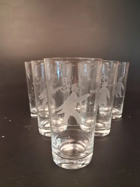 6 Grogglas, med dosering, lätt, vanlig, stark, extra Handslipade.