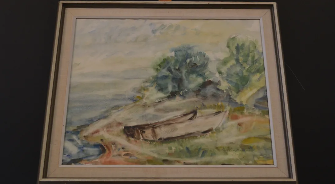 KERSTIN BORSAND. Akvarell, "2 Ekor vid kusten", signerad & daterad 1967.