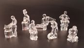 OLLE ALBERIUS. 7 Glasskulpturer, "Skråyrken", Orrefors.