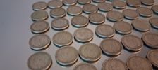 55 Stycken 1 Kronor. Silverhalt 40%, 307gram, 1942-1950.