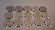 15 Stycken 2 Kronor. Silverhalt 40%, 210gram, 1943-1949.