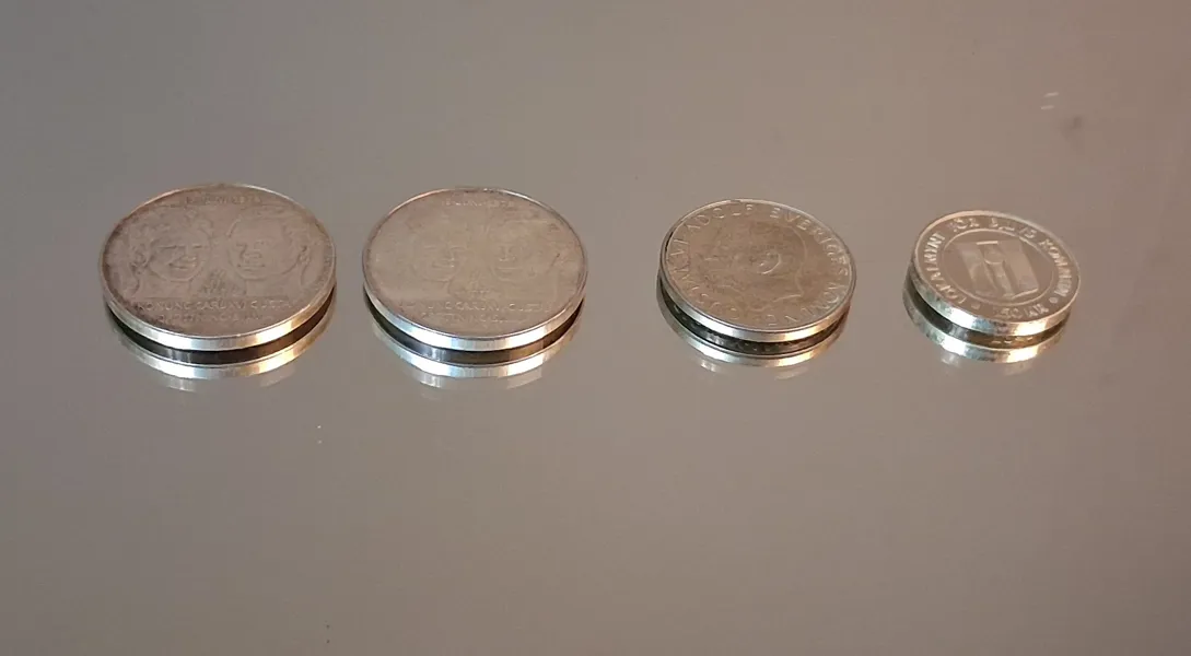 4 Silvermynt, Silverhalt 83,5%, 92,5% & 925, 87gram.