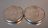 4 Silvermynt, Silverhalt 83,5%, 92,5% & 925, 87gram.