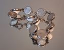 Collier, armband & örhängen, 1 par, silver med Cabochslipade månstenar, 63gram. Mattsson & Olsson, Malmö, 1950-talet.