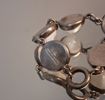 Collier, armband & örhängen, 1 par, silver med Cabochslipade månstenar, 63gram. Mattsson & Olsson, Malmö, 1950-talet.