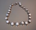Collier, armband & örhängen, 1 par, silver med Cabochslipade månstenar, 63gram. Mattsson & Olsson, Malmö, 1950-talet.